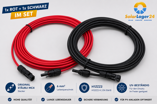 PV Solarkabel 6mm² H1Z2Z2-K mit Stäubli MC4