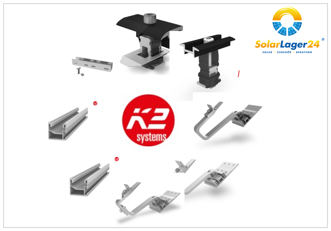 K2 SingleRail 36 Montagematerial (Halter, Dachhaken, Verbinder)
