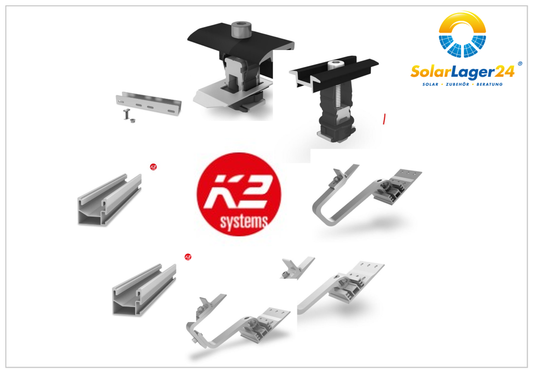 K2 SingleRail 36 Montagematerial (Halter, Dachhaken, Verbinder)