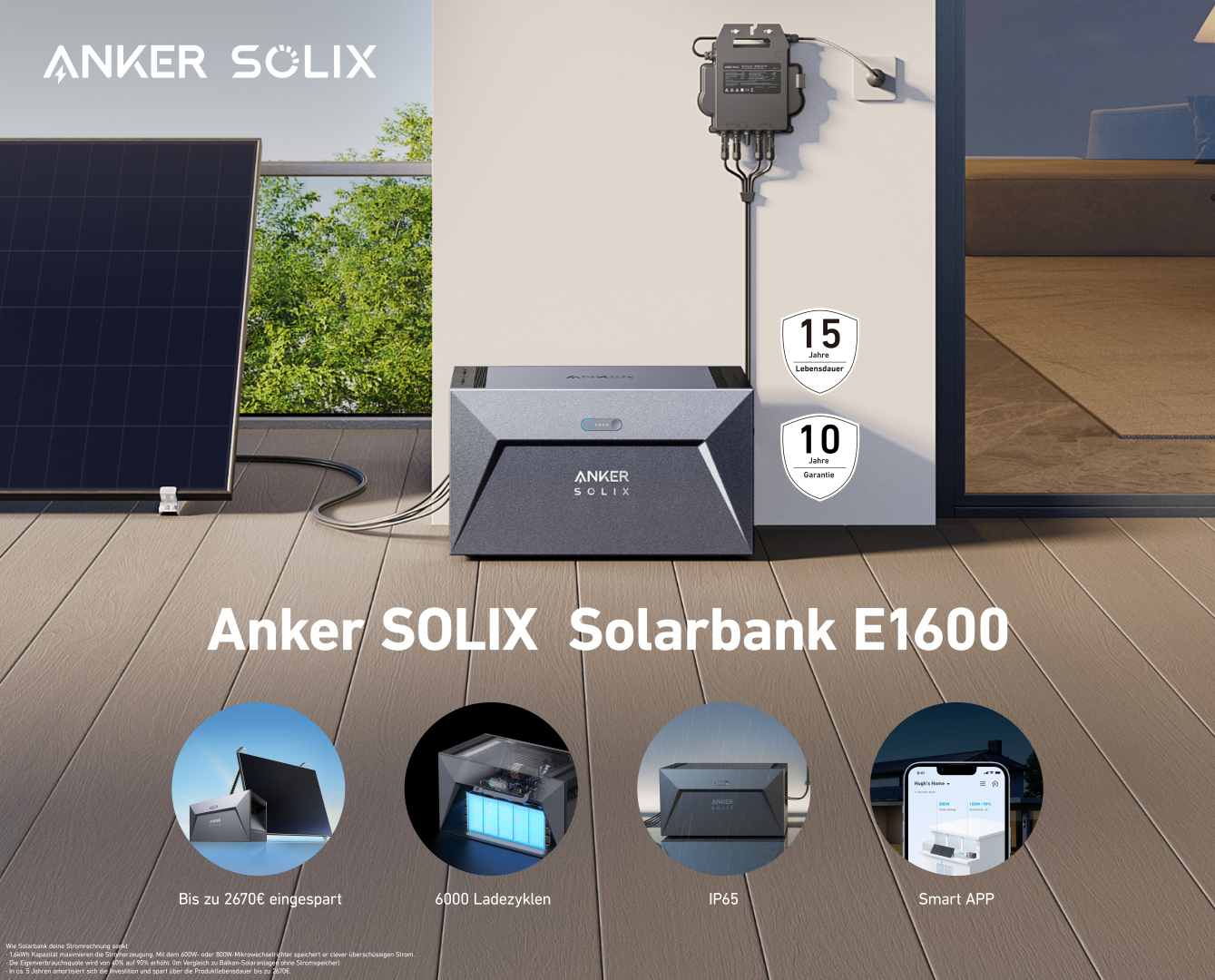 Anker SOLIX Balkonkraftwerk 2x RS40P Panel 445W, MI80 800W Wechselrichter mit Solarbank E1600, Balkonhalterung