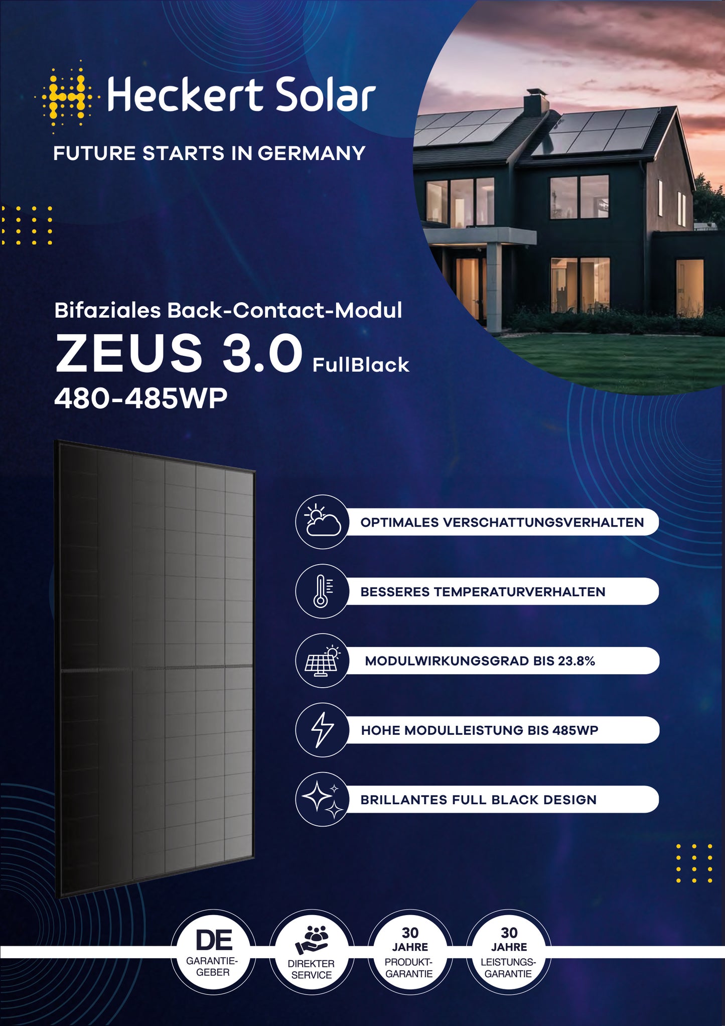 Heckert Solar 480W ZEUS 3.0 Back Contact FullBlack Solarmodul