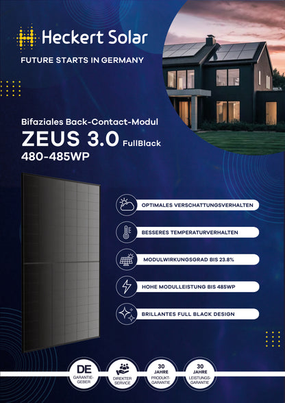 Heckert Solar 480W ZEUS 3.0 Back Contact FullBlack Solarmodul