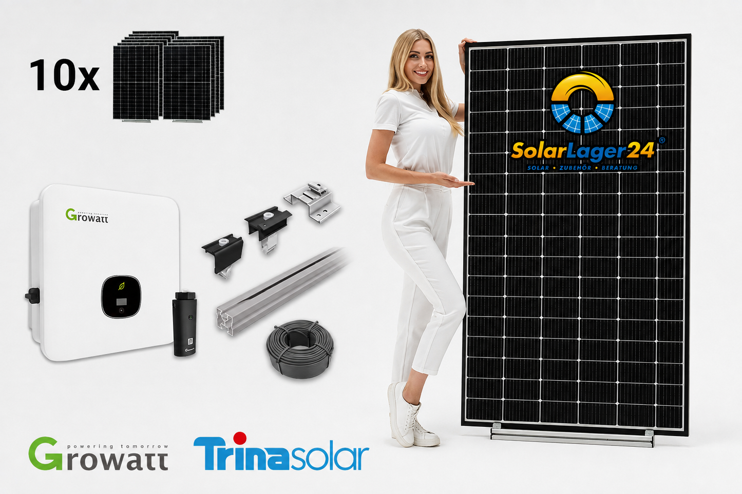 4 kWp Solaranlage Komplettpaket für Flachdach | Trina Solar 465W | Growatt