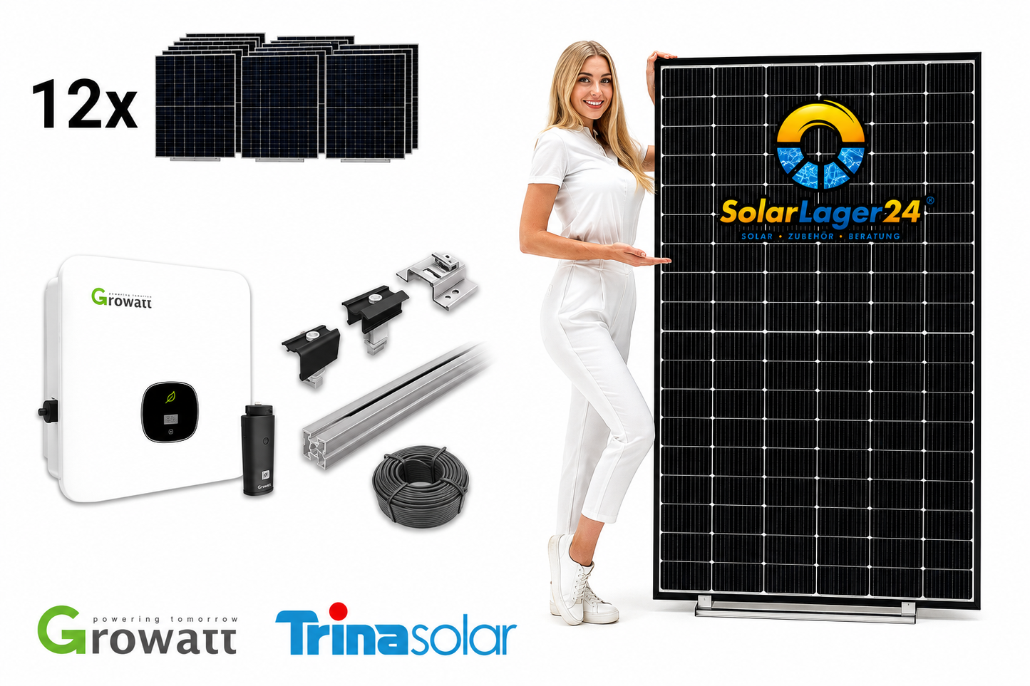 5 kWp Solaranlage Komplettpaket für Flachdach | Trina Solar 465W | Growatt