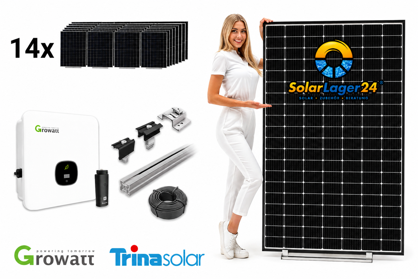6 kWp Solaranlage Komplettpaket für Flachdach | Trina Solar 465W | Growatt