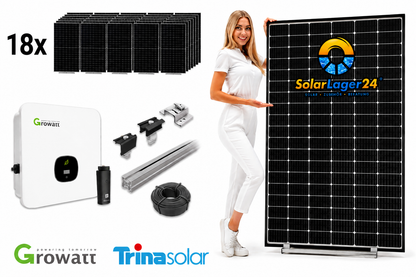 8 kWp Solaranlage Komplettpaket für Flachdach | Trina Solar 465W | Growatt