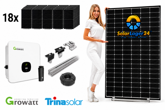 8 kWp Solaranlage Komplettpaket für Flachdach | Trina Solar 465W | Growatt