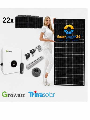 10 kWp Solaranlage Komplettpaket für Flachdach | Trina Solar 465W | Growatt
