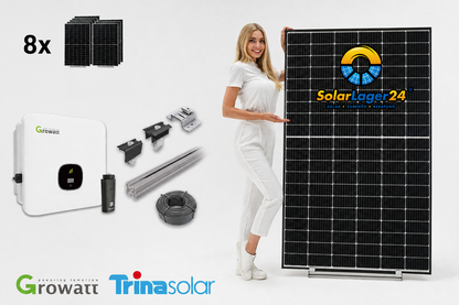 Complete package FullBlack 3 KWp for flat roof including mounting material