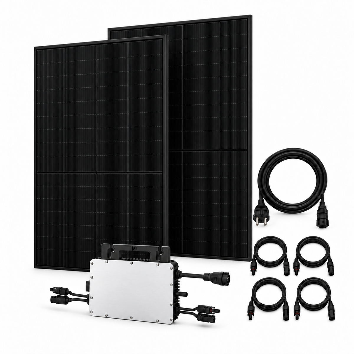 2 Trina Solar 460W FullBlack-Solarmodule mit Hoymiles HMS-800-2WB, AC-Anschlusskabel und 4 DC-Verlängerungen – 920 Wp