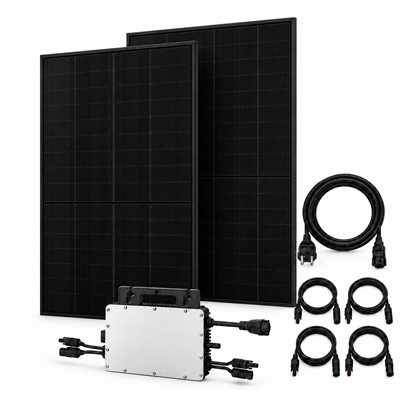 2 Trina Solar 460W FullBlack-Solarmodule mit Hoymiles HMS-800-2WB, AC-Anschlusskabel und 4 DC-Verlängerungen – 920 Wp