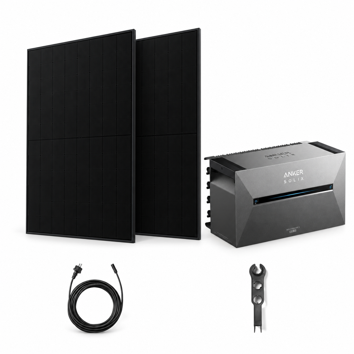 2 Solar Fabrik BC Black 480W bifazial Solarmodule mit ANKER SOLIX Solarbank 3 Pro, AC-Kabel und MC4-Schlüssel – 960 Wp