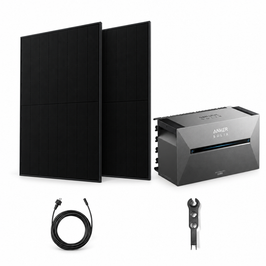 2 Solar Fabrik BC Black 480W bifazial Solarmodule mit ANKER SOLIX Solarbank 3 Pro, AC-Kabel und MC4-Schlüssel – 960 Wp