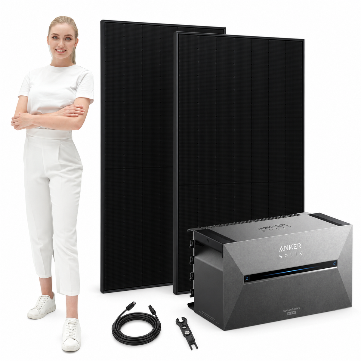 2 Solar Fabrik BC Black 480W bifazial Solarmodule mit ANKER SOLIX Solarbank 3 Pro, AC-Kabel und MC4-Schlüssel – 960 Wp, mit Model