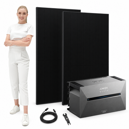 2 Solar Fabrik BC Black 480W bifazial Solarmodule mit ANKER SOLIX Solarbank 3 Pro, AC-Kabel und MC4-Schlüssel – 960 Wp, mit Model