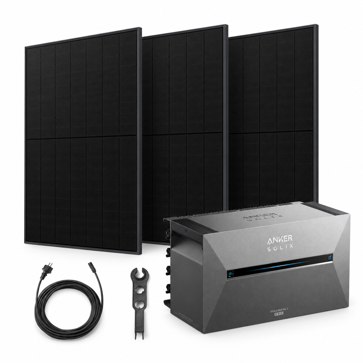 3 Solar Fabrik BC Black 480W bifazial Solarmodule mit ANKER SOLIX Solarbank 3 Pro, AC-Kabel und MC4-Schlüssel – 1440 Wp