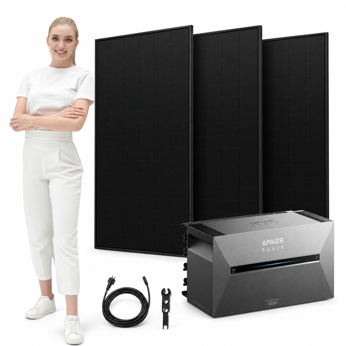 3 Solar Fabrik BC Black 480W bifazial Solarmodule mit ANKER SOLIX Solarbank 3 Pro, AC-Kabel und MC4-Schlüssel – 1440 Wp, mit Model