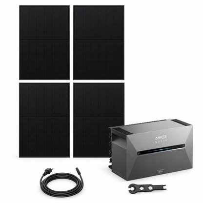 4 Solar Fabrik BC Black 480W bifazial Solarmodule mit ANKER SOLIX Solarbank 3 Pro, AC-Kabel und MC4-Schlüssel – 1920 Wp