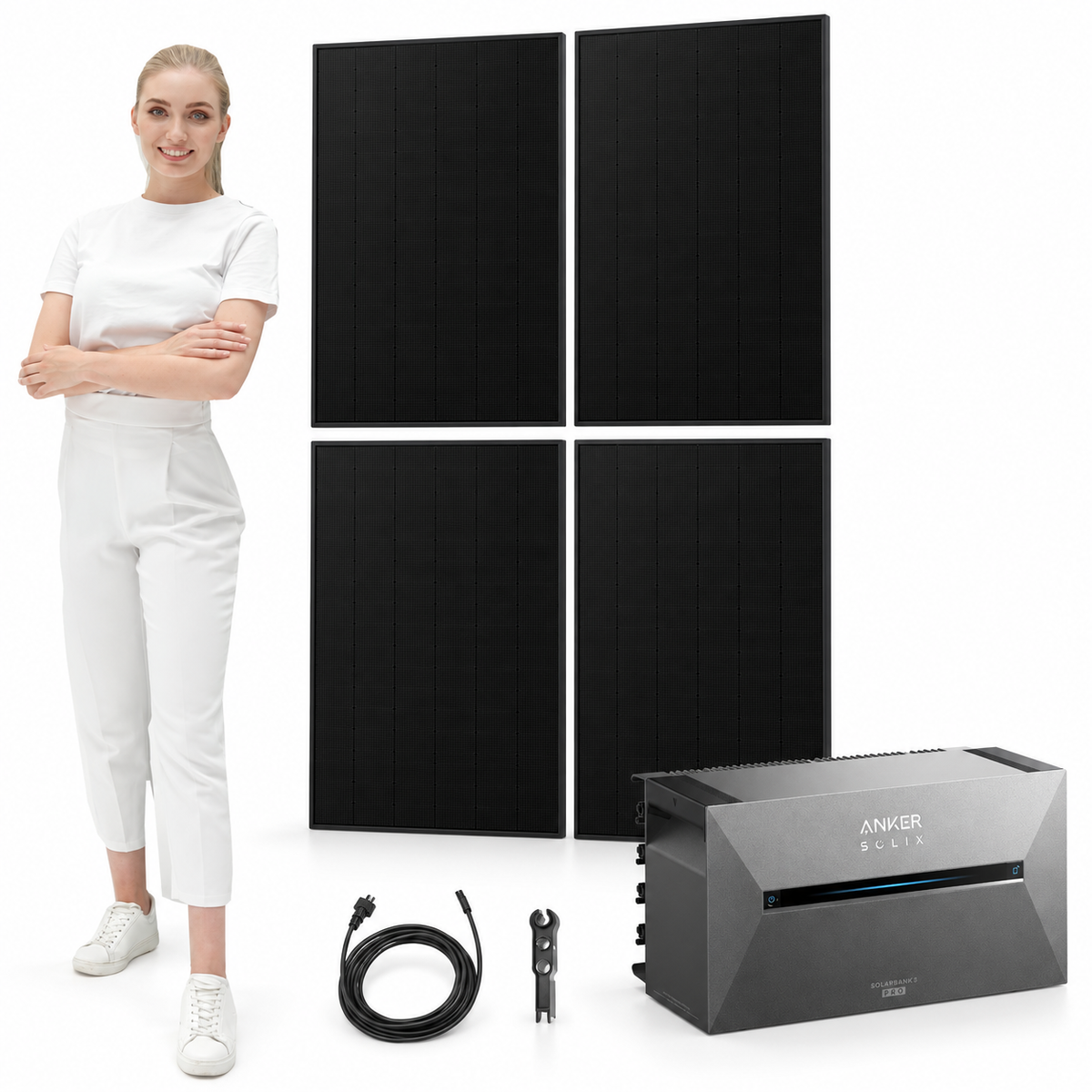 4 Solar Fabrik BC Black 480W bifazial Solarmodule mit ANKER SOLIX Solarbank 3 Pro, AC-Kabel und MC4-Schlüssel – 1920 Wp, mit Model
