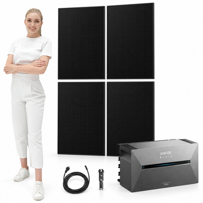 4 Solar Fabrik BC Black 480W bifazial Solarmodule mit ANKER SOLIX Solarbank 3 Pro, AC-Kabel und MC4-Schlüssel – 1920 Wp, mit Model