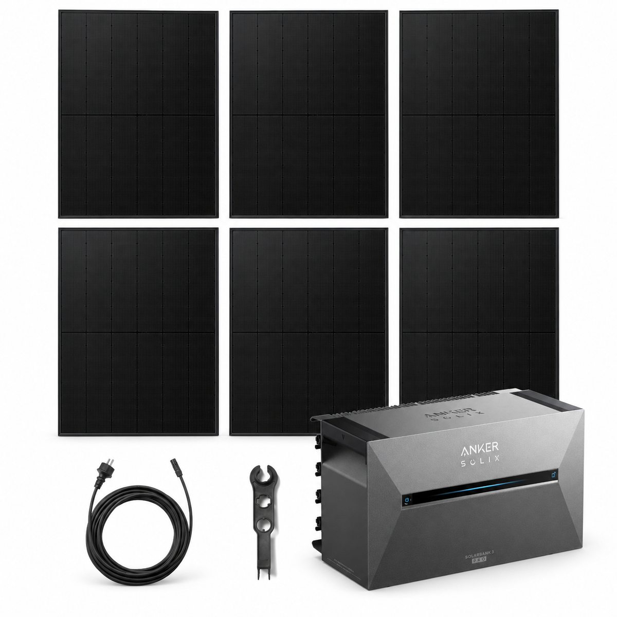 6 Solar Fabrik BC Black 480W bifazial Solarmodule mit ANKER SOLIX Solarbank 3 Pro, AC-Kabel und MC4-Schlüssel – 2880 Wp