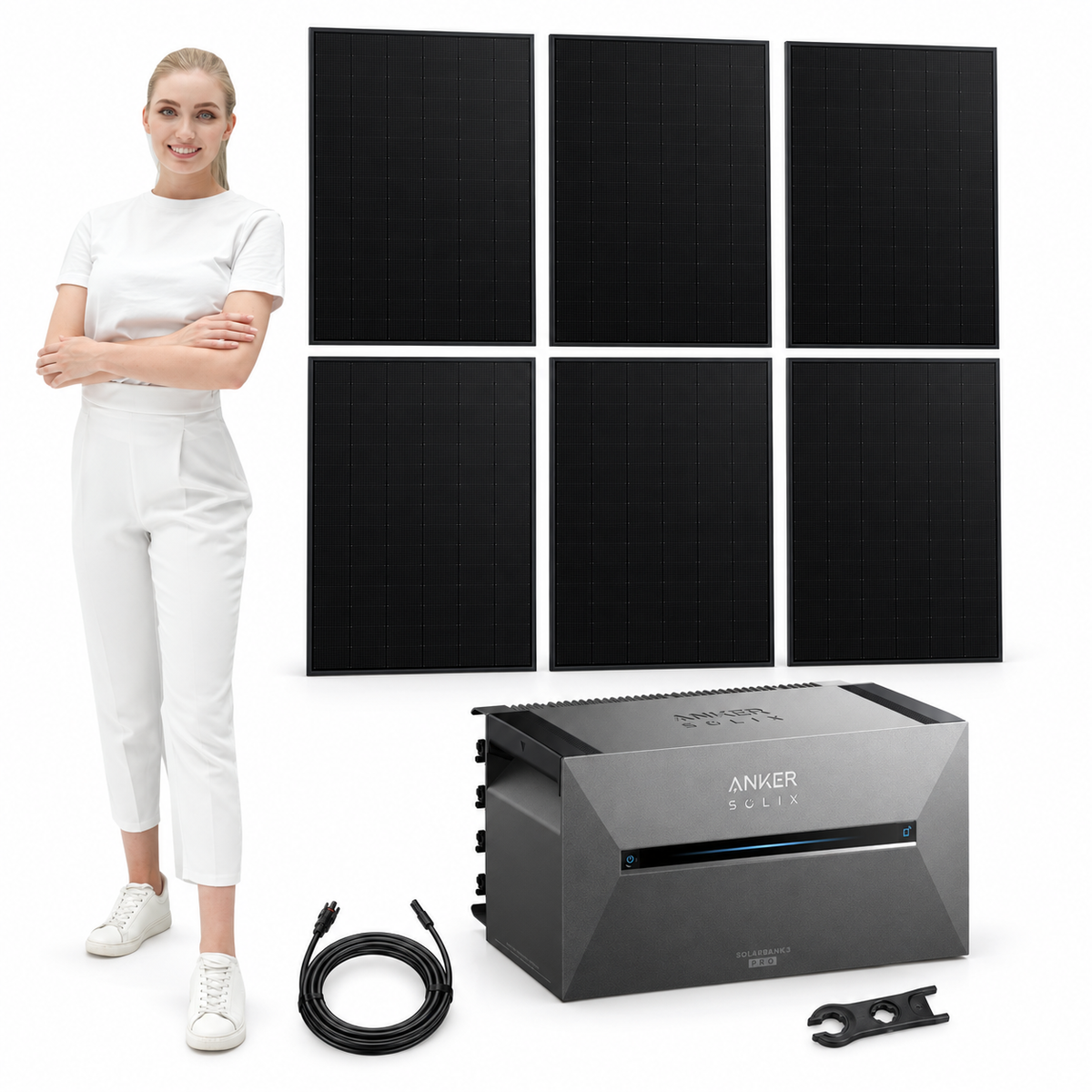 6 Solar Fabrik BC Black 480W bifazial Solarmodule mit ANKER SOLIX Solarbank 3 Pro, AC-Kabel und MC4-Schlüssel – 2880 Wp, mit Model