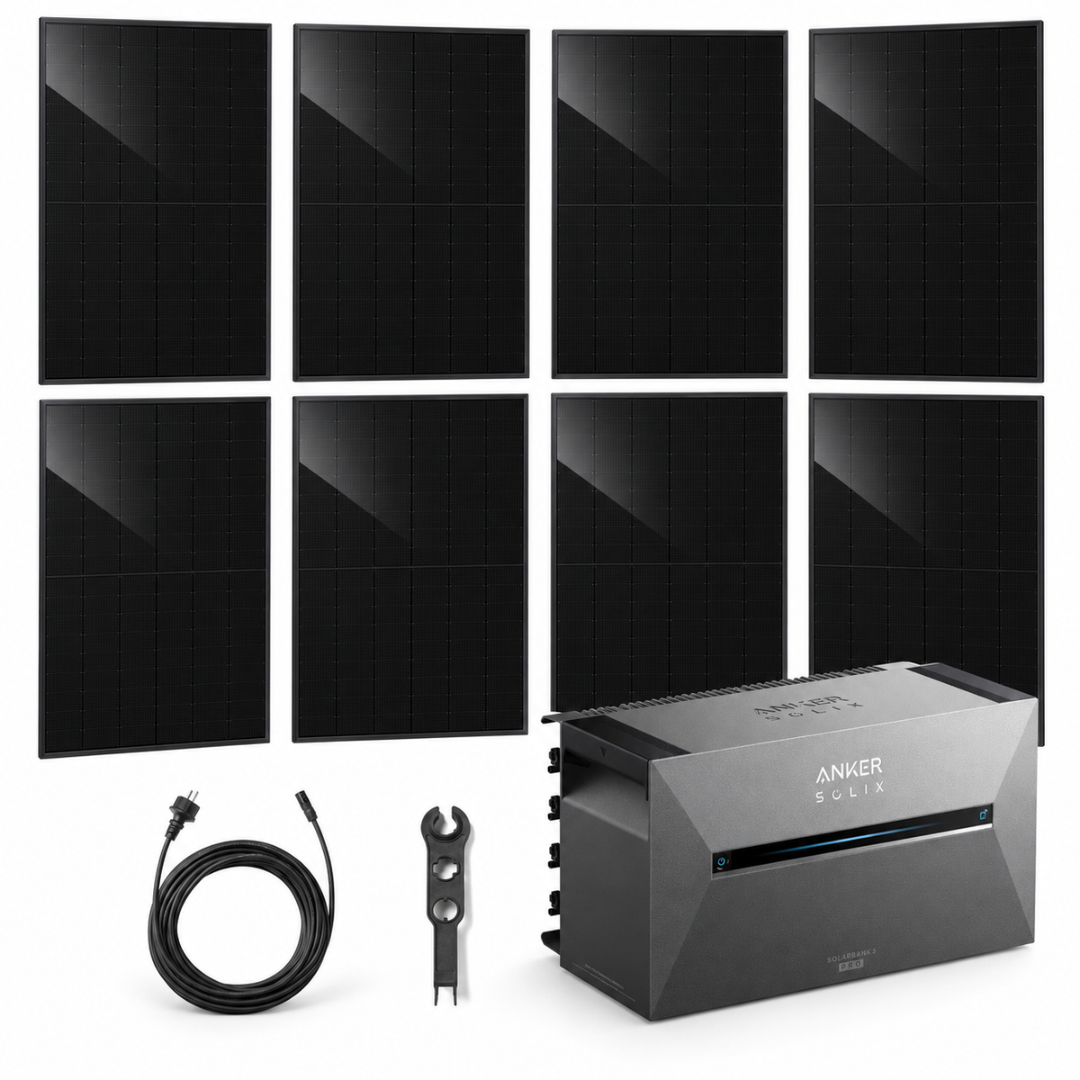 8 Solar Fabrik BC Black 480W bifazial Solarmodule mit ANKER SOLIX Solarbank 3 Pro, AC-Kabel und MC4-Schlüssel – 3840 Wp