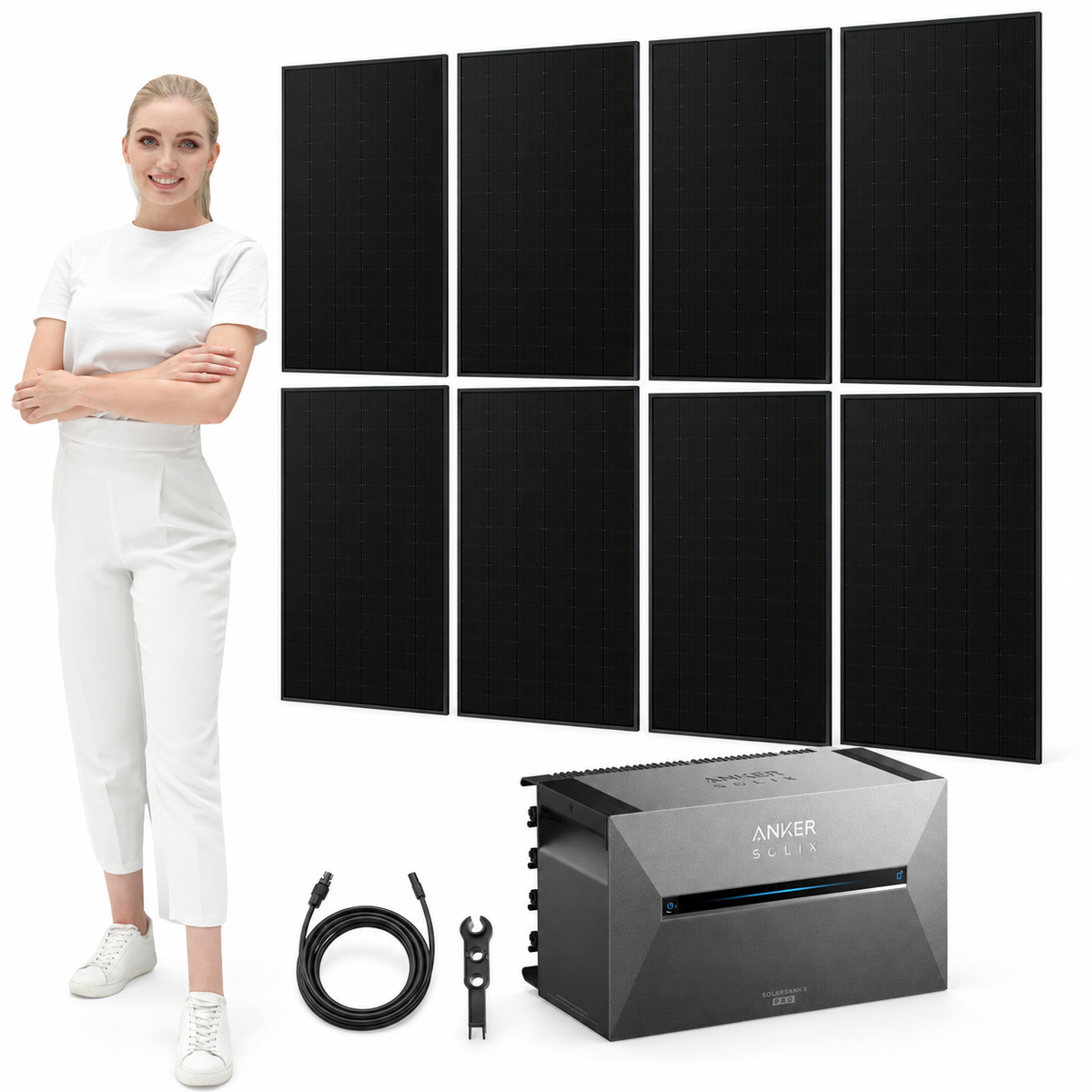 8 Solar Fabrik BC Black 480W bifazial Solarmodule mit ANKER SOLIX Solarbank 3 Pro, AC-Kabel und MC4-Schlüssel – 3840 Wp, mit Model