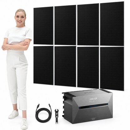 8 Solar Fabrik BC Black 480W bifazial Solarmodule mit ANKER SOLIX Solarbank 3 Pro, AC-Kabel und MC4-Schlüssel – 3840 Wp, mit Model