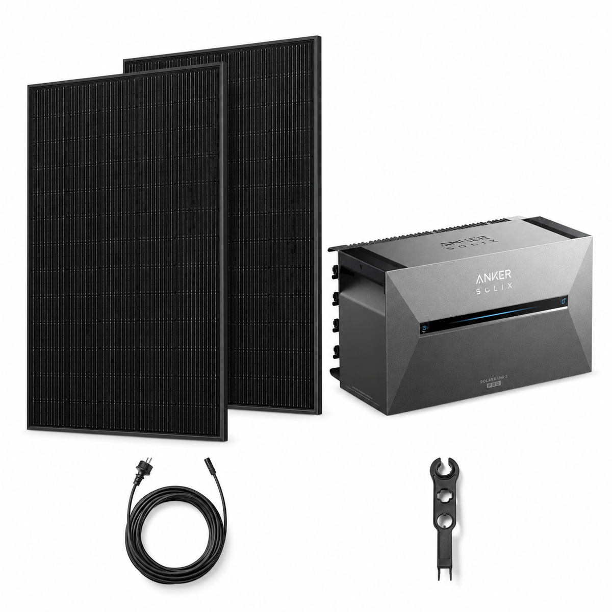 2 Trina Solar 460W Full Black Solarmodule mit ANKER SOLIX Solarbank 3 Pro, AC-Kabel und MC4-Schlüssel – 920 Wp