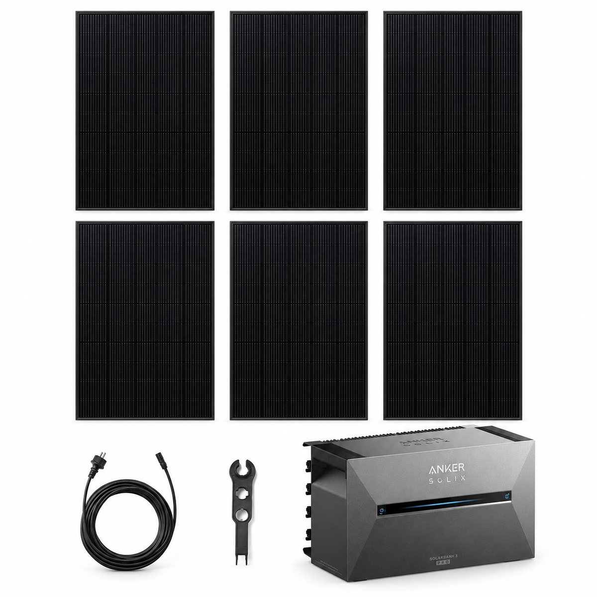 6 Trina Solar 460W Full Black Solarmodule mit ANKER SOLIX Solarbank 3 Pro, AC-Kabel und MC4-Schlüssel – 2760 Wp