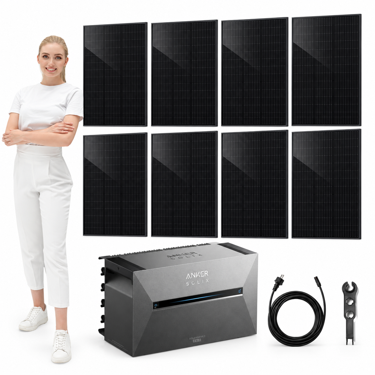8 Trina Solar 460W Full Black Solarmodule mit ANKER SOLIX Solarbank 3 Pro, AC-Kabel und MC4-Schlüssel – 3680 Wp, mit Model