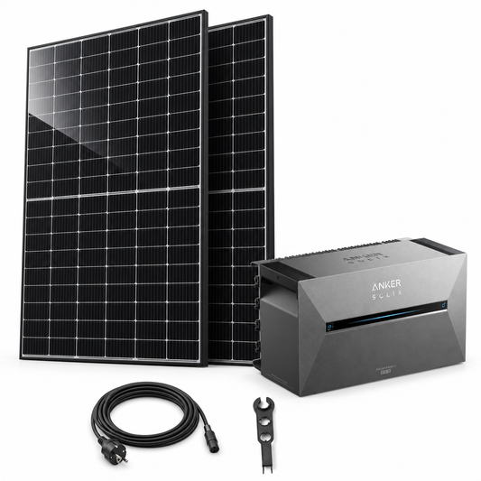 2 Trina Solar 470W Doppelglas Solarmodule mit ANKER SOLIX Solarbank 3 Pro, AC-Kabel und MC4-Schlüssel – 940 Wp