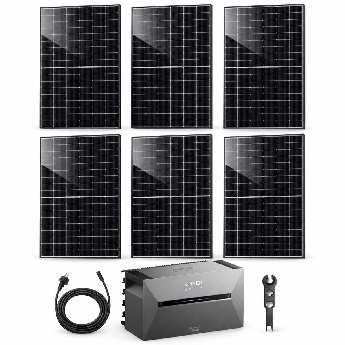 6 Trina Solar 470W Doppelglas Solarmodule mit ANKER SOLIX Solarbank 3 Pro, AC-Kabel und MC4-Schlüssel – 2820 Wp