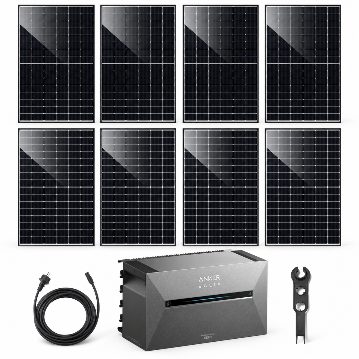 8 Trina Solar 470W Doppelglas Solarmodule mit ANKER SOLIX Solarbank 3 Pro, AC-Kabel und MC4-Schlüssel – 3760 Wp
