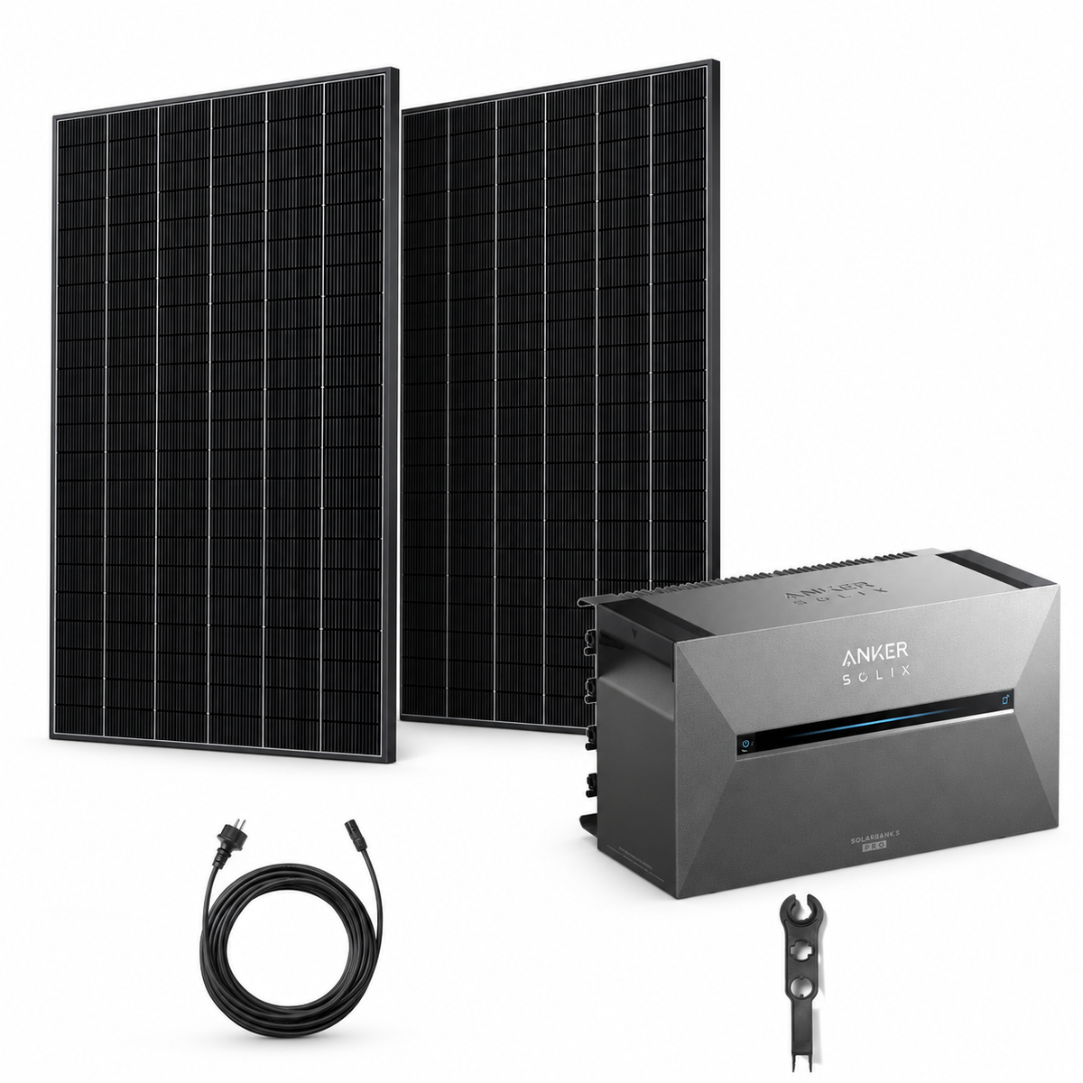 2 Trina Vertex S+ G3 Ultra 480W Solarmodule mit ANKER SOLIX Solarbank 3 Pro, AC-Kabel und MC4-Schlüssel – 960 Wp