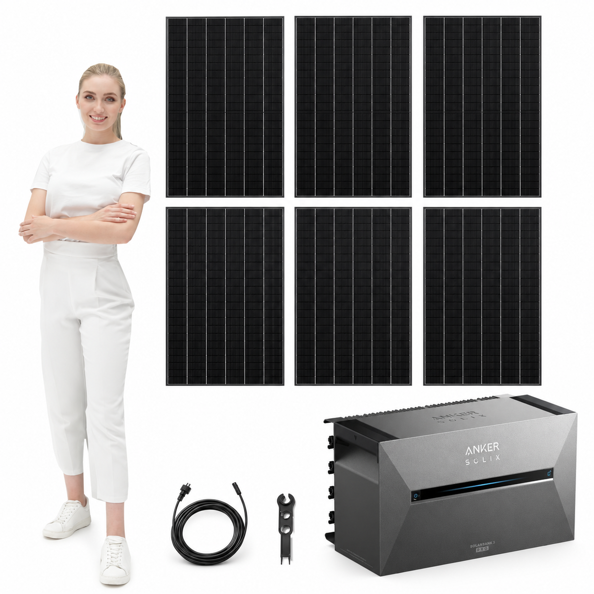 6 Trina Vertex S+ G3 Ultra 480W Solarmodule mit ANKER SOLIX Solarbank 3 Pro, AC-Kabel und MC4-Schlüssel – 2880 Wp, mit Model