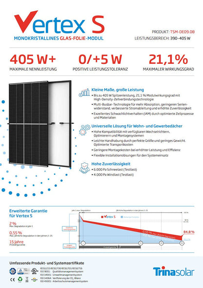 Trina Solar Vertex S 400W Solarmodul Mono Halbzelle TSM-400-DE09.08