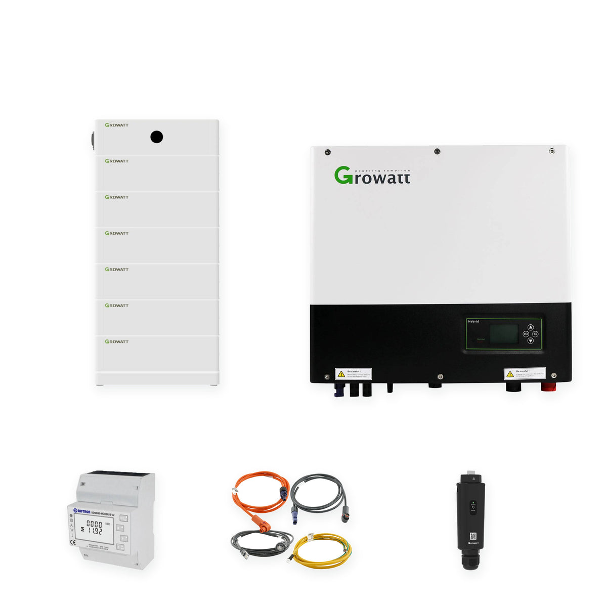 Growatt SPH10000TL3-BH-UP 10 kW Hybrid-Wechselrichter mit 15,36 kWh ARK A2 Speicher aus 6 Modulen, BMS, Smart Meter, Kabeln und ShineWiLan-X2.