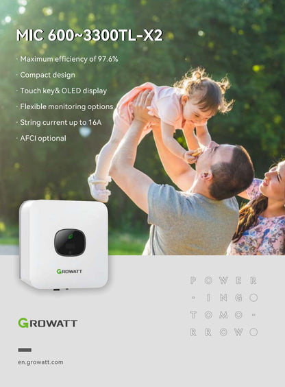 Growatt MIC 600–3300TL-X2 Herstellerdatenblatt – Produktübersicht