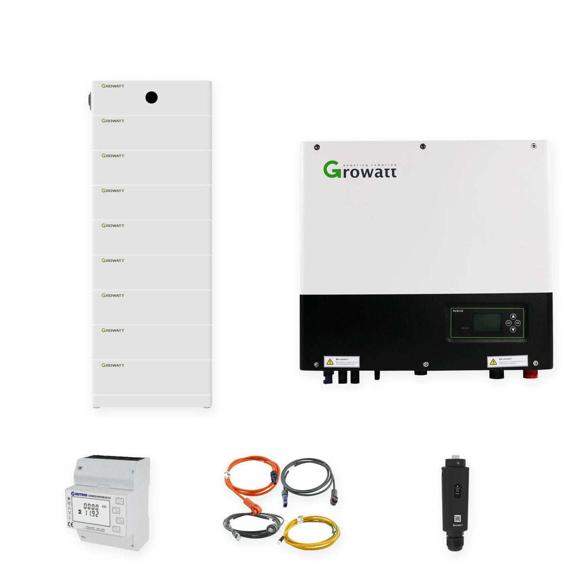 Growatt SPH10000TL3-BH-UP 10 kW Hybrid-Wechselrichter mit 20,48 kWh ARK A2 Speicher aus 8 Modulen, BMS, Smart Meter, Kabeln und ShineWiLan-X2.