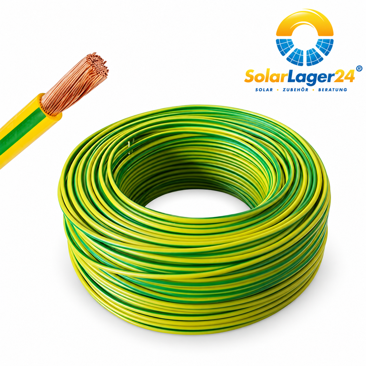 Erdungskabel 16mm² für Solaranlagen (flexibel, grün/gelb, H07V-K)
