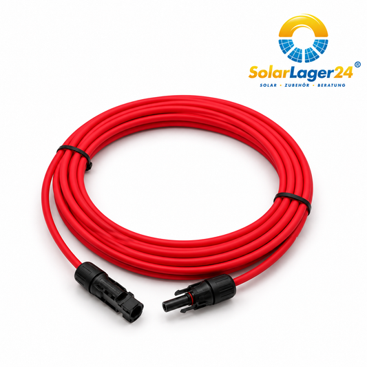 Solarkabel 6mm² mit MC4 Steckern, rot – Photovoltaik Verlängerungskabel (10m - 25m)
