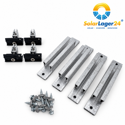 Montageset Trapezblechdach für 1 Solarmodul mit Minirails