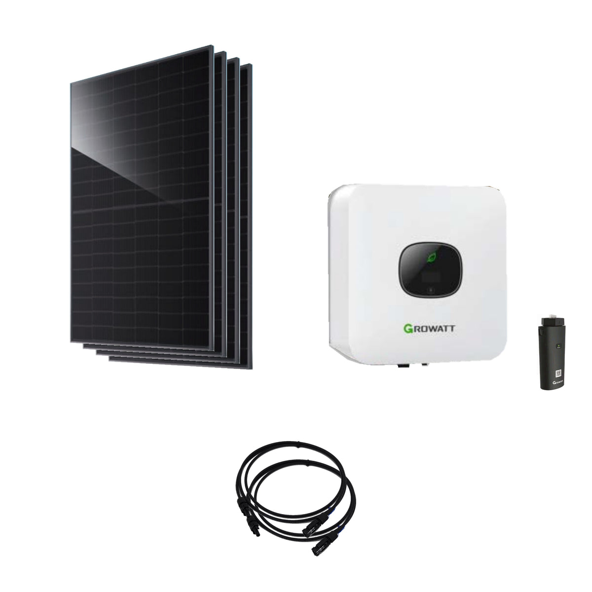Solaranlage 1,84 kWp mit 4 JA Solar 460-W-Modulen, Growatt MIC 1500TL-X2, WLAN-Stick und zwei Solarkabeln