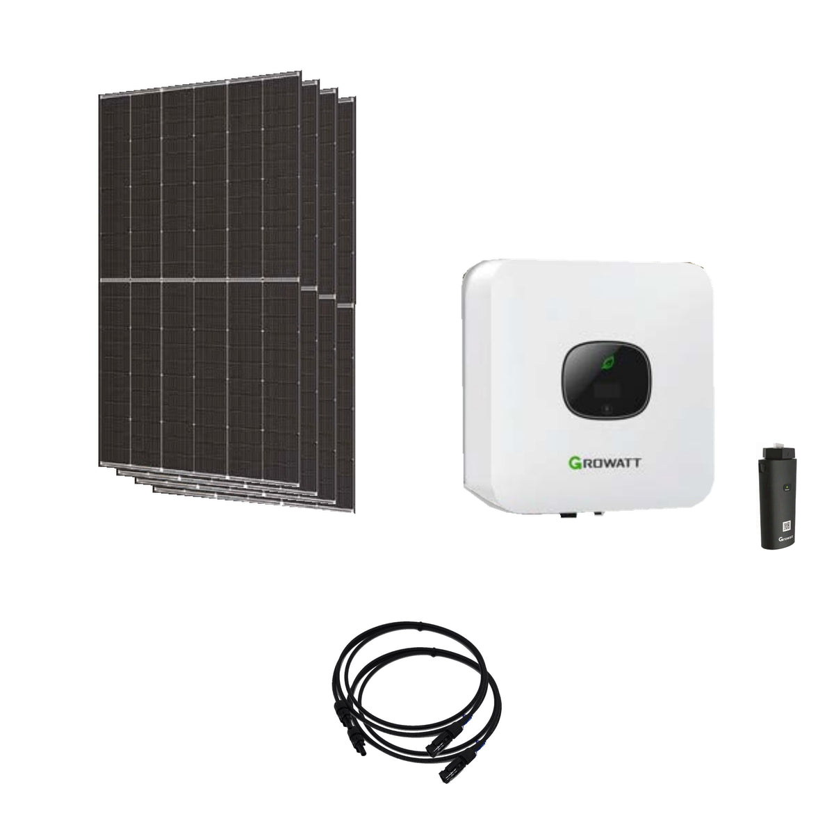 Solaranlage 1,88 kWp mit 4 Trina Solar 470-W-Modulen, Growatt MIC 1500TL-X2, WLAN-Stick und zwei 10-m-Solarkabeln mit 6 mm²