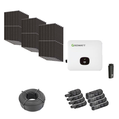 Solaranlage 10,34 kWp mit 22 Trina Solar 470-W-Modulen, Growatt MOD 10KTL3-HU, WLAN-Stick und 100 m Solarkabel mit 6 mm² und vier Paar Stäubli MC4-Stecker/Buchse