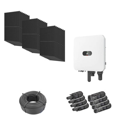 11,04 kWp Solaranlage mit 24 Trina Solar Vertex S+ Full Black 460 W Modulen, Huawei SUN2000-10K-MAP0 mit WLAN-FE-Dongle, 100 m Solarkabel und vier Paar MC4-Stecker/Buchse
