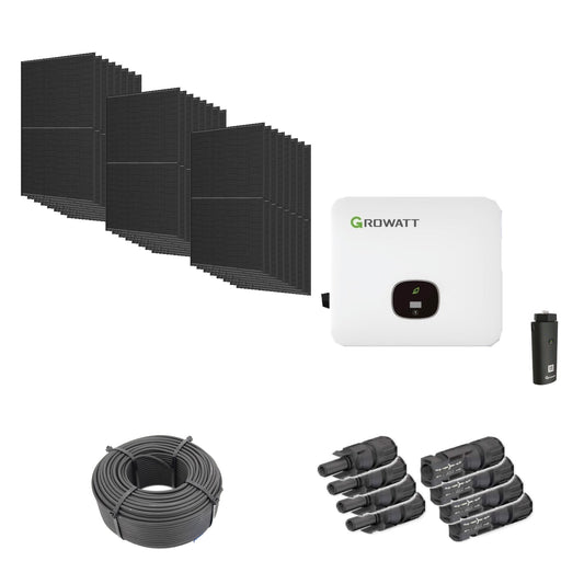 Solaranlage 11,04 kWp mit 24 Trina Solar 460-W-Full-Black-Modulen, Growatt MOD 10KTL3-HU, WLAN-Stick und 100 m Solarkabel mit 6 mm² und vier Paar Stäubli MC4-Stecker/Buchse