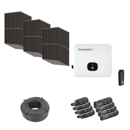 Solaranlage 11,28 kWp mit 24 Trina Solar 470-W-Modulen, Growatt MOD 10KTL3-HU, WLAN-Stick und 100 m Solarkabel mit 6 mm² und vier Paar Stäubli MC4-Stecker/Buchse